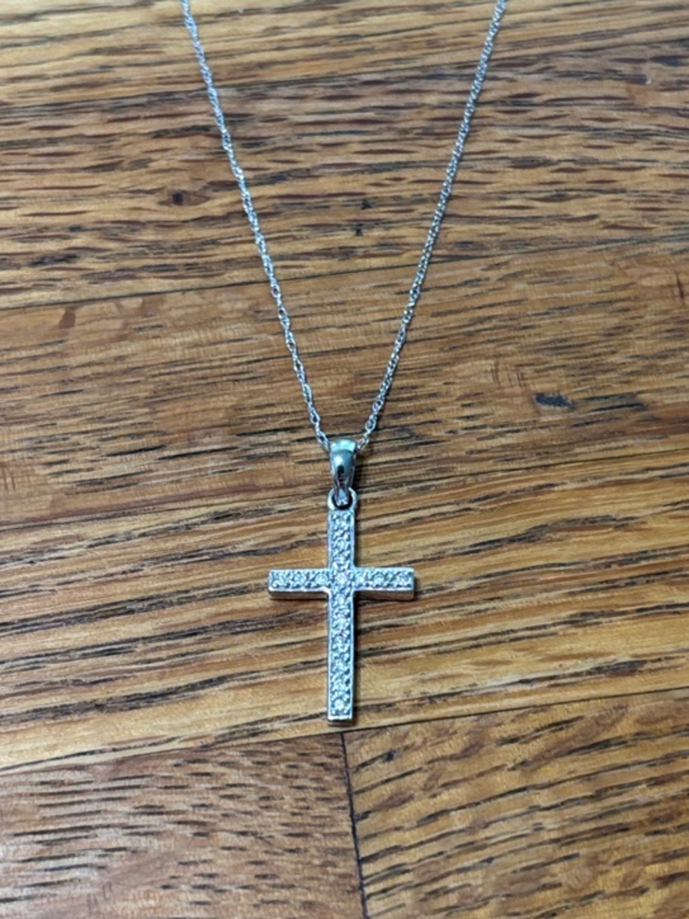 White Gold and Diamond Cross Pendant Necklace